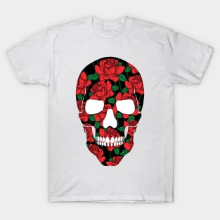 Skull Skeleton Roses Halloween Women Men Boys Girls T-Shirt